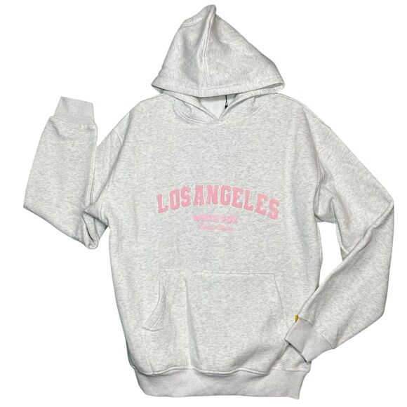 White Fox Hoodie Womens S/M Grey Marle Decade Classics Los Angeles Oversized - Picture 12 of 14